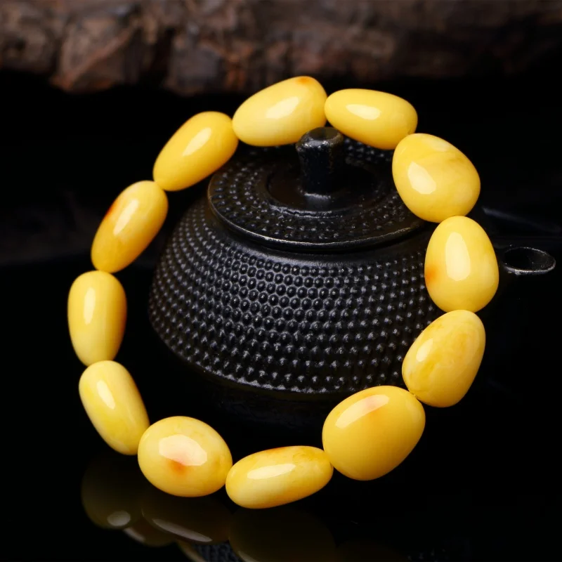 One Piece Dropshipping Amber Beeswax Female Men's Couple Yellow Chicken Grease Bracelet Rough Stone Mine Old Yellow Honey Neckla