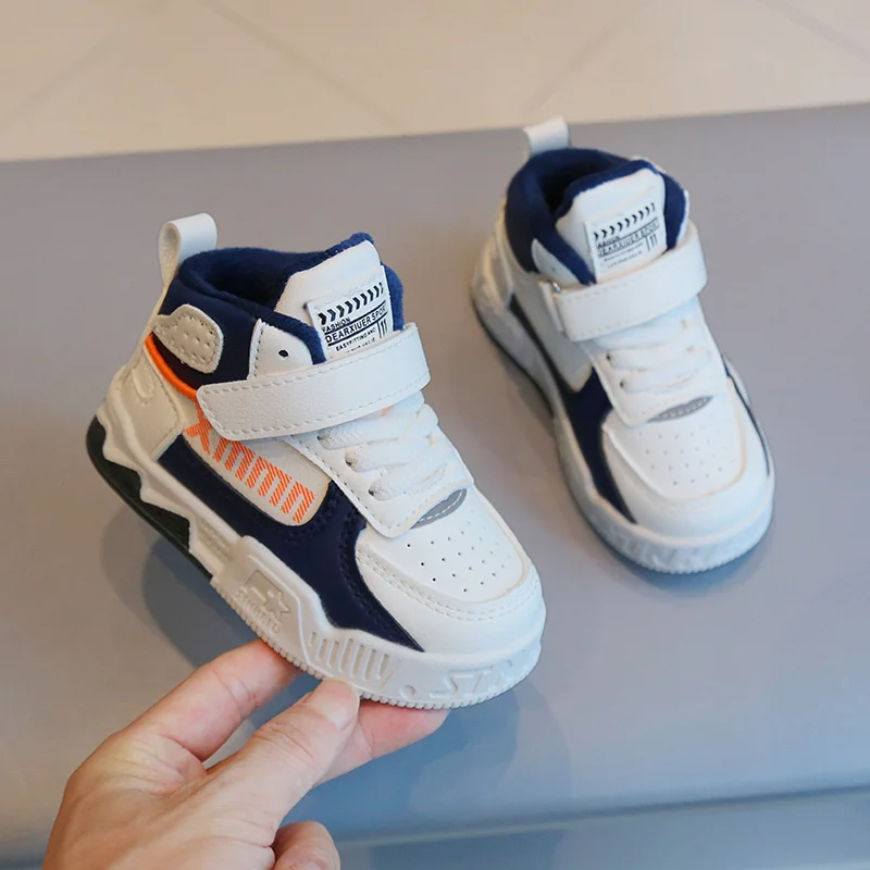 Winter Warm Kids Boys Girls Skateboard Shoes Plush High Top Fashion Children Sports Tennis Walking Casual Warm Shoes