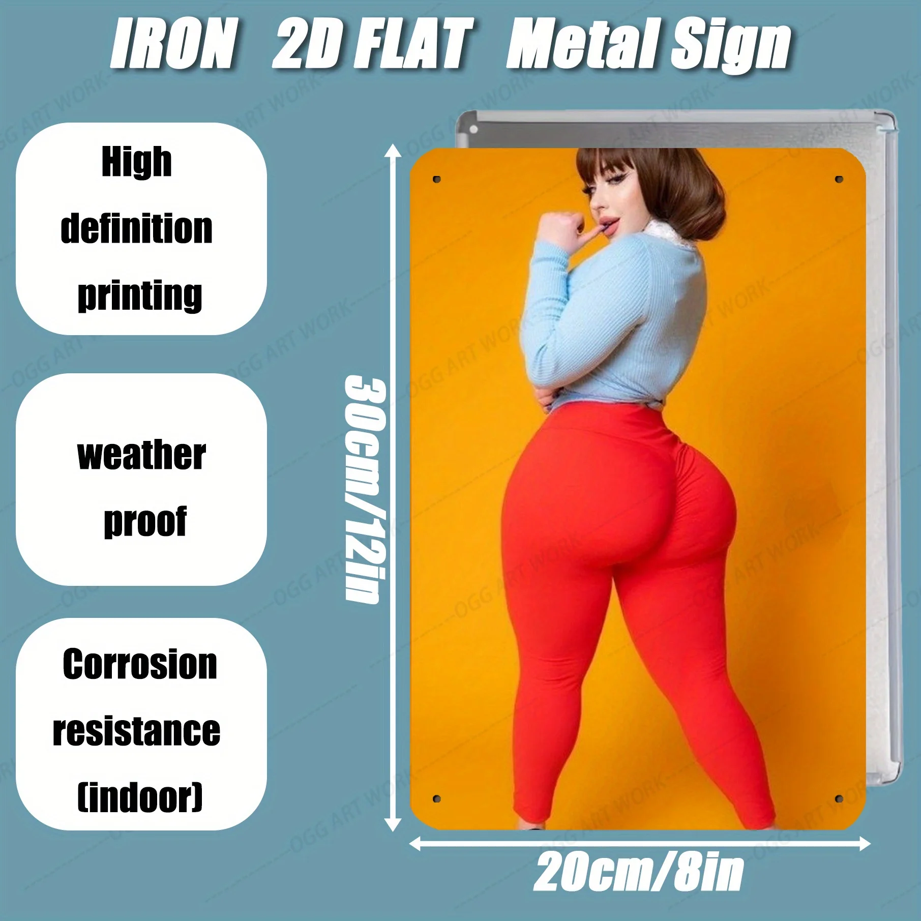 110 characters:   2D Flat 1pc Red & Yellow Metal Wall Sign 8