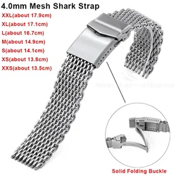 18/20/22mm Steel Shark Mesh Strap for Omega 007 Seamaster Watch 4.0mm Milanese Watch Bracelet Band Weaving Solid Folding Buckle