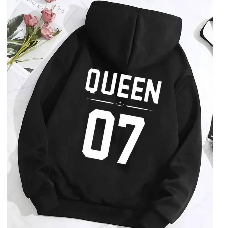 King Queen Heat Transfer Decal Hoodie Heat Transfer Stickers for Couple Lover Autumn and Winter Iron on Decals for DIY Clothing