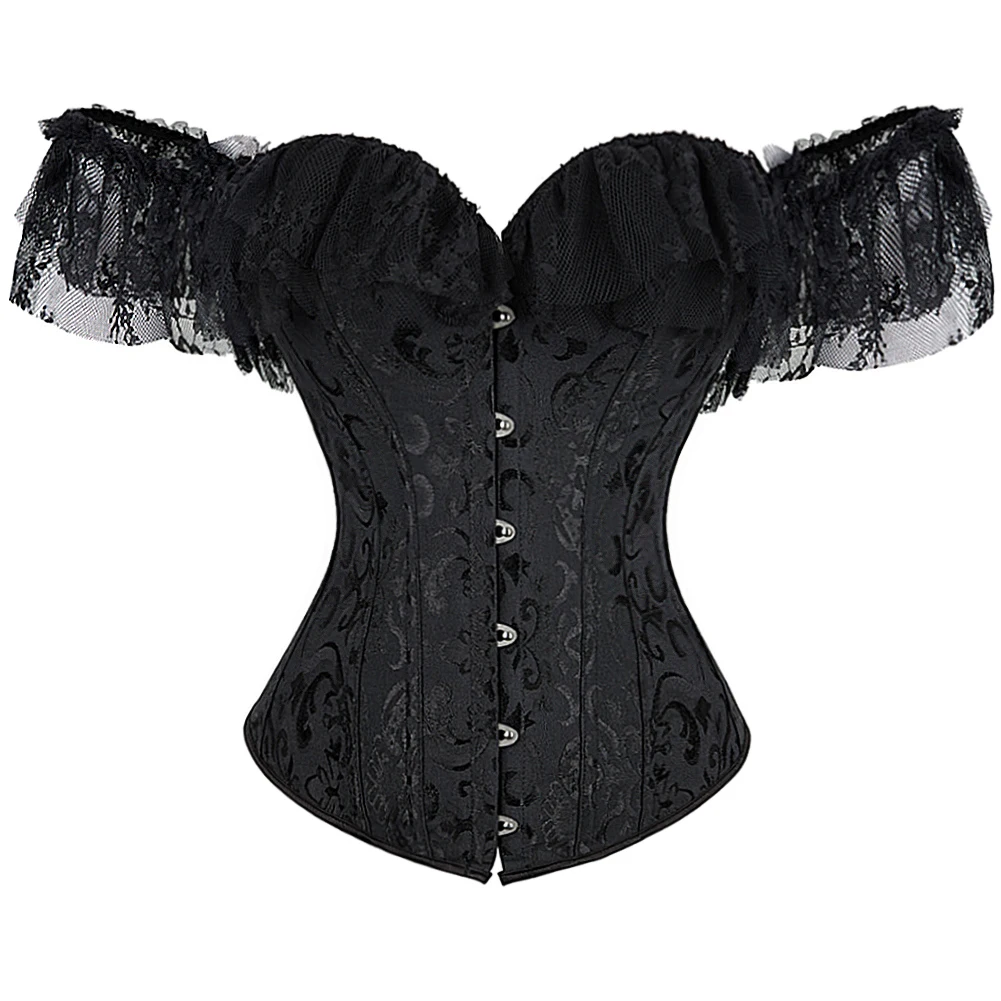 Corset Victorien à Manches Courtes pour Femme, Tenue de Princesse, avec Garniture en Dentelle, Grande Taille