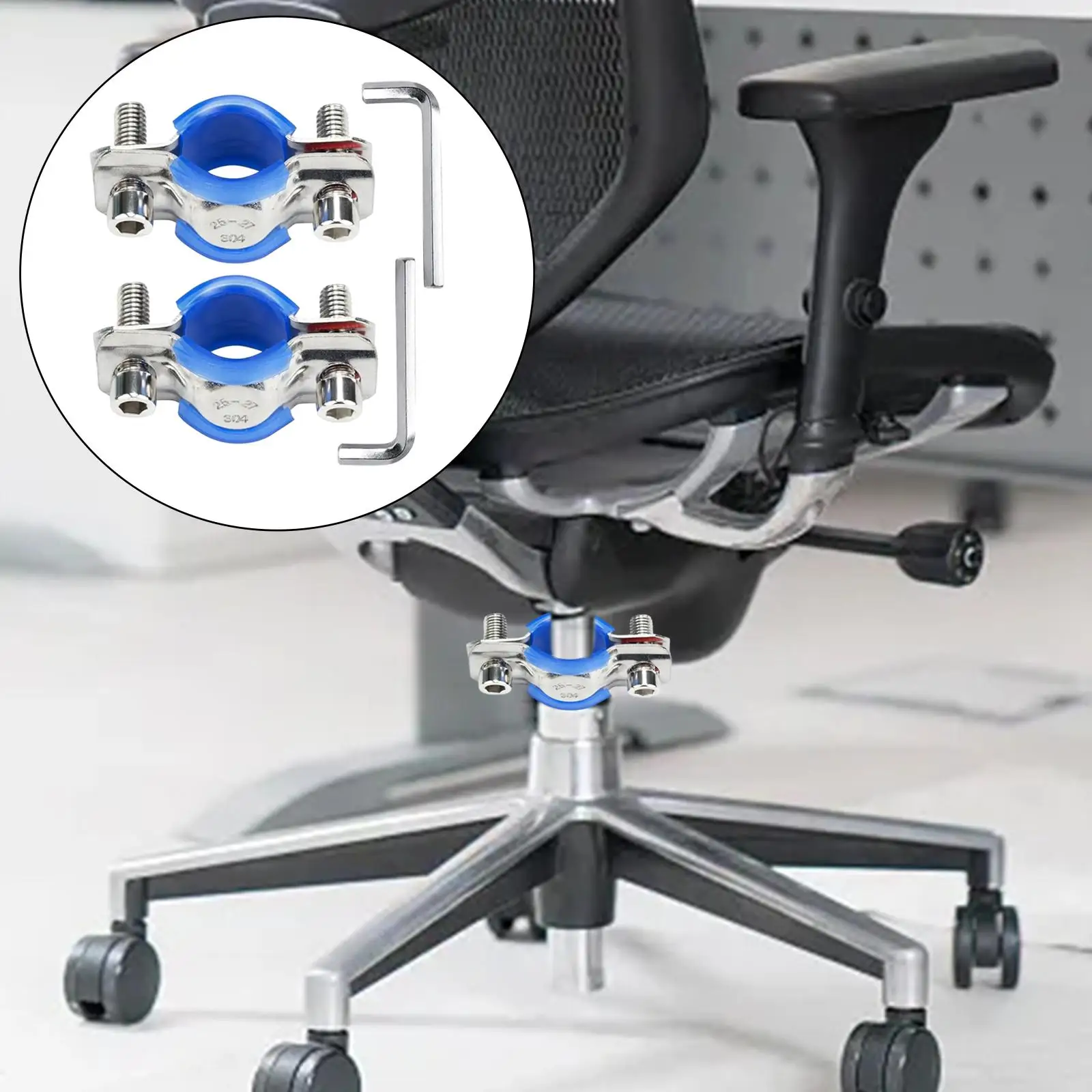 Durable Stainless Steel Chair Repair Set Adjustable Clamp Kit for Fixing Sinking Office Desk Chairs with Tools image 3