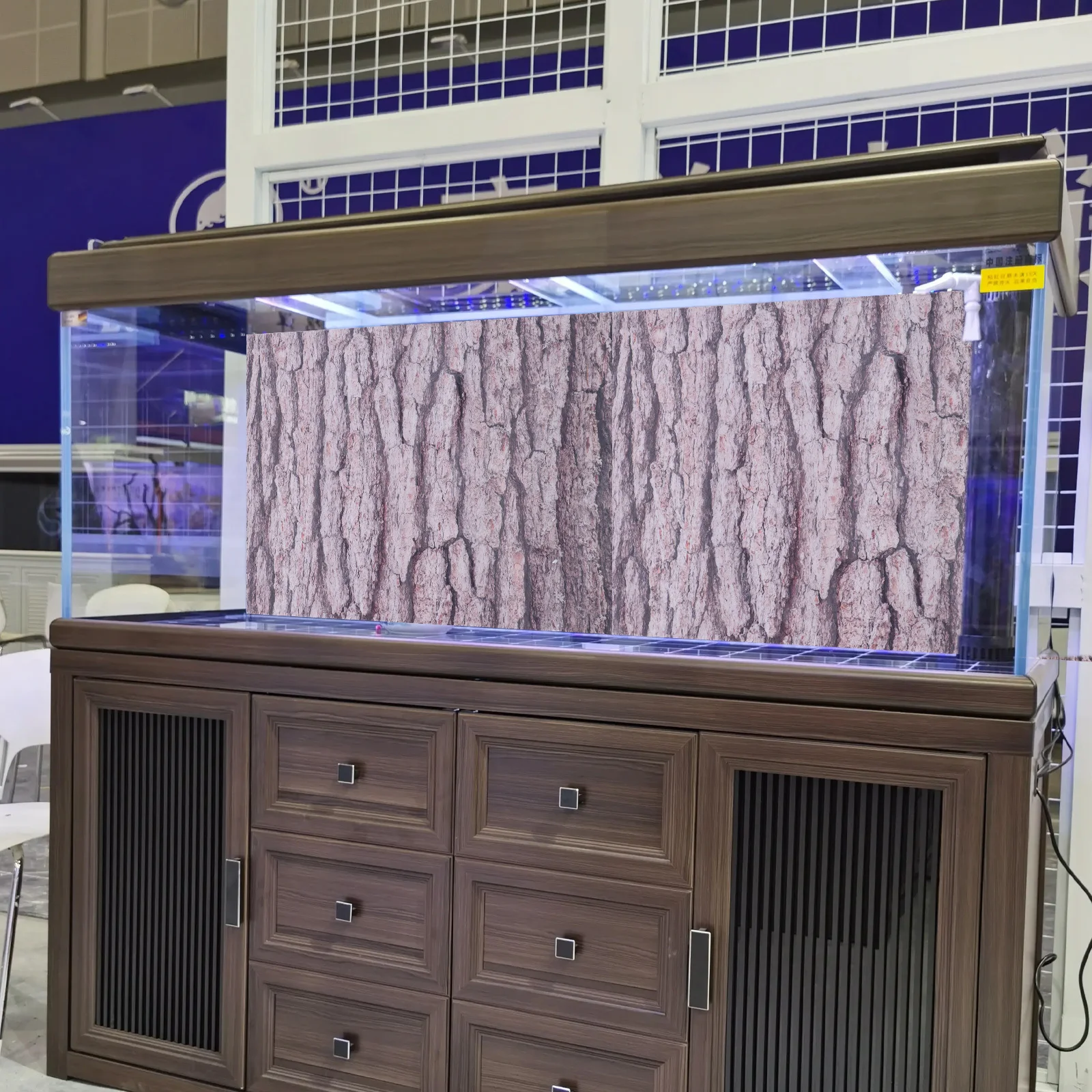 

Aquarium Background Sticker Tree Bark Pattern Fish Tank Decor Waterproof Wall Decal Easy Apply No Residue Aquarium Landscaping