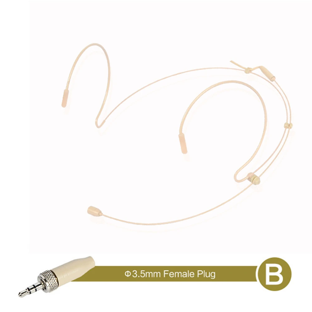 Adjustable Beige Double Earhook Headset Mic Headworn Microphone 3 Pin For 4 Pin XLR For Shure Wireless Microphone With Cover