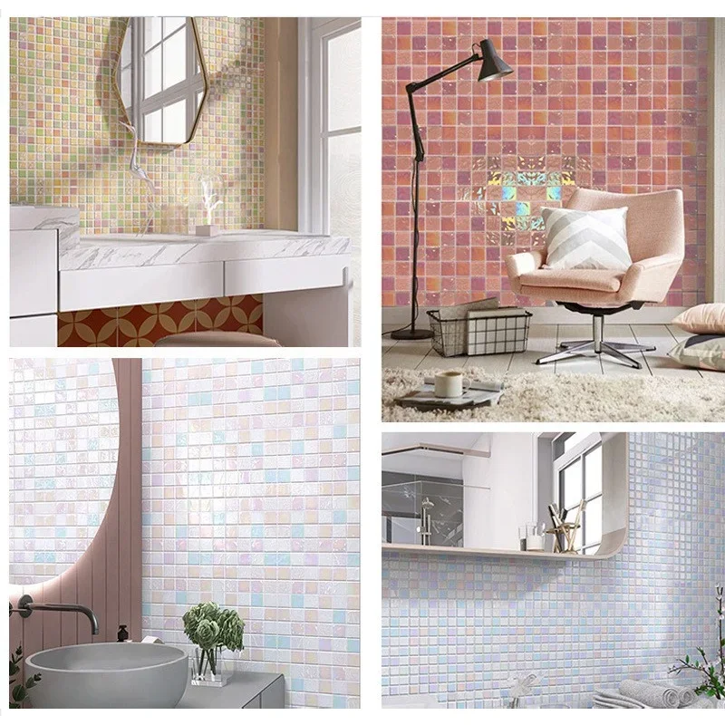 Glass Mosaic Simple style 30*30cm Bathroom Kitchen Bedroom Living Room Solid Color Porch Background Wall Tile Home Decoration