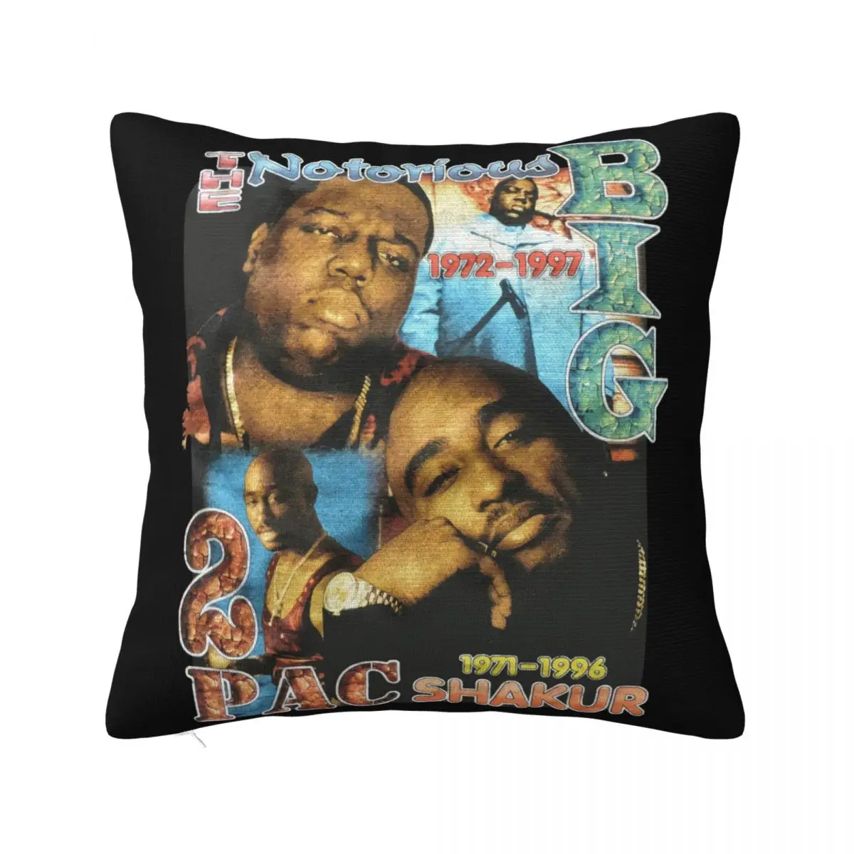 Vtg 90S 2Pac Tupac Biggie Celebrity Very Scandal Rap Hip Hop Wanted Makaveli Pillow Case