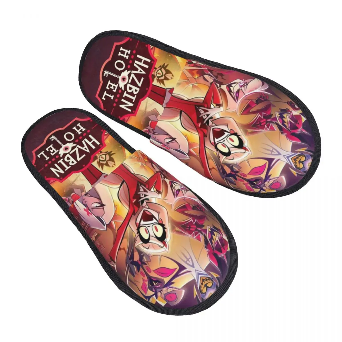 Stampa personalizzata Donna H-Hazbins Anime Mangas Helluva Hotel Pantofole da casa Morbida e calda Memory Foam Soffici pantofole Scarpe da interno