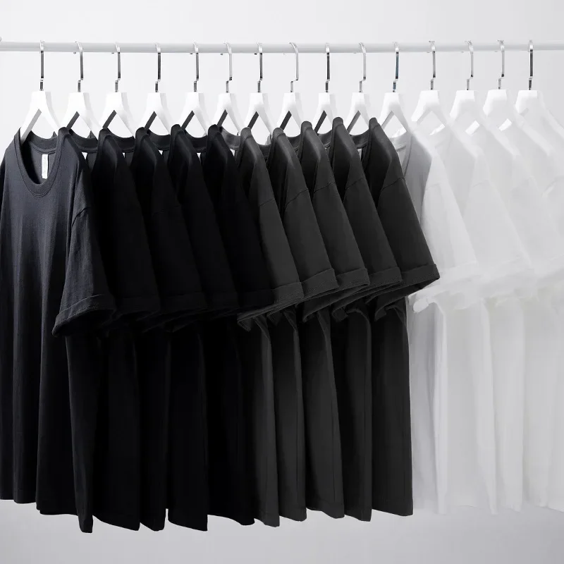 تي شيرت رجالي كبير الحجم 240 جرام بلون نقي من القطن الثقيل تي شيرت فضفاض بكتف منسدل وأكمام قصيرة تي شيرت رجالي على الموضة