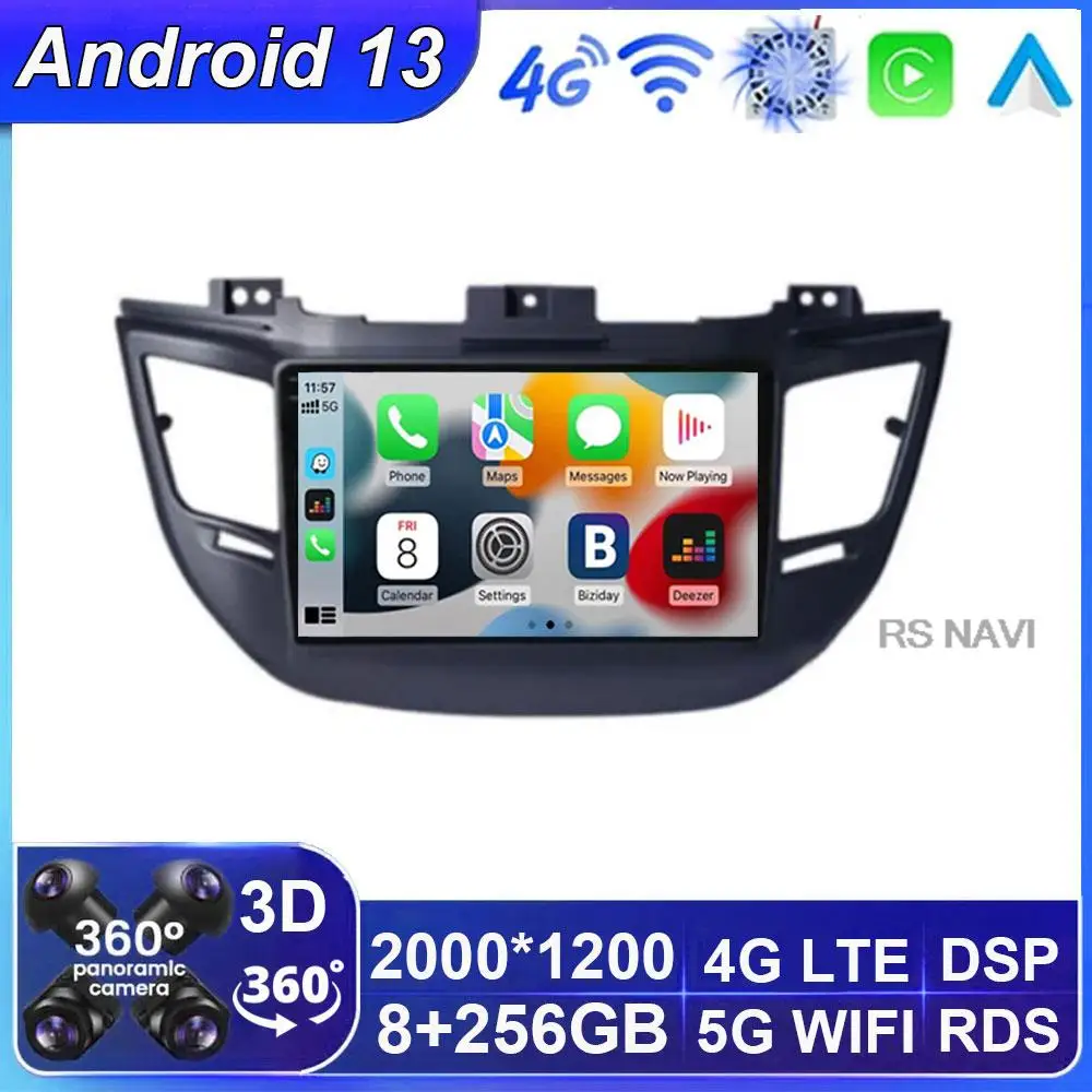 

9" Car Radio Android 13 For Hyundai Tucson IX35 3 2015 2016 2017 2018 Carplay QLED Auto DSP Multimedia Video Player Navigation