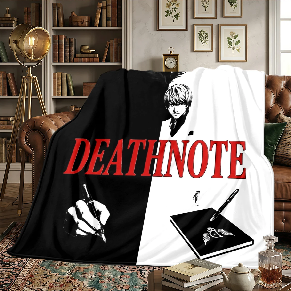 Death Note Flanelldecke, bedruckt, bequem, warm, passend für Schlafzimmer, Sofas, Betten, Stühle, Picknicks, Reisen – HE19