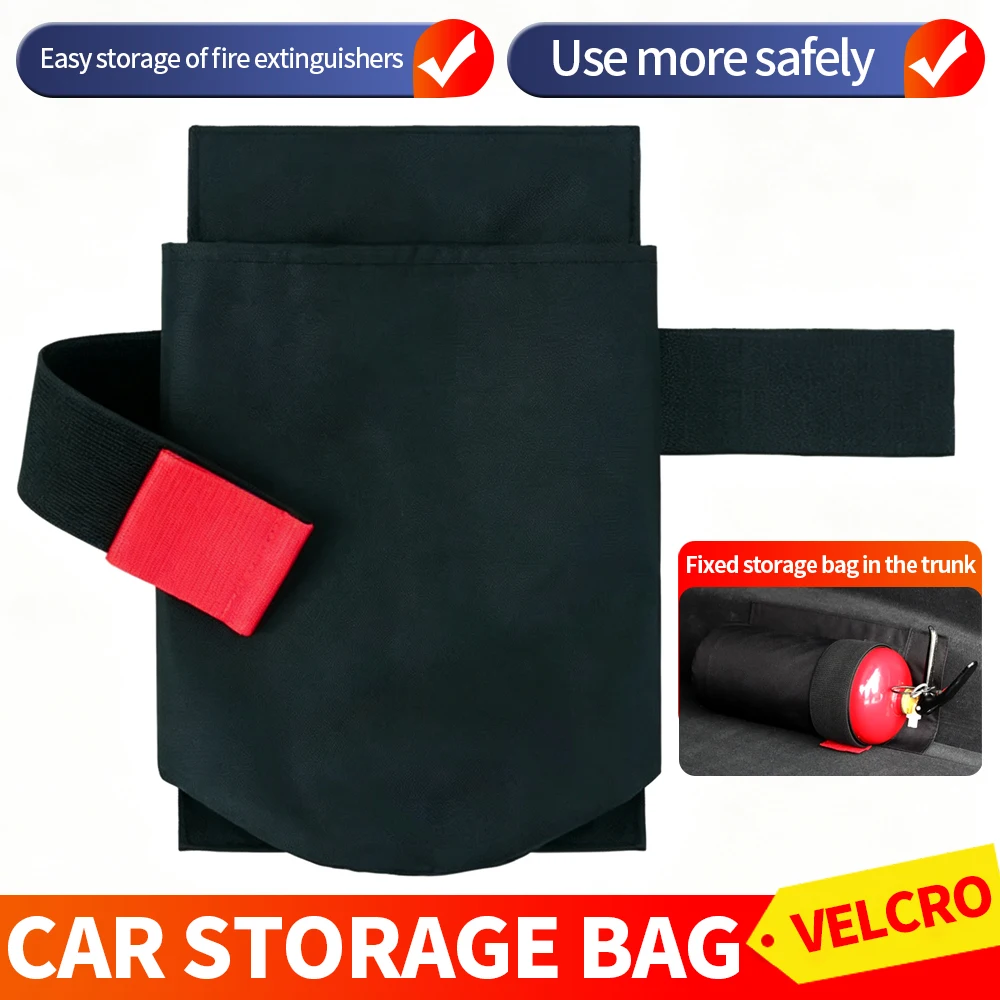 Car Emergency Container Storage Bag Trunk Emergency Container Holder with Velcro Portable Fix Storage Pouch for Trunk Organizer
