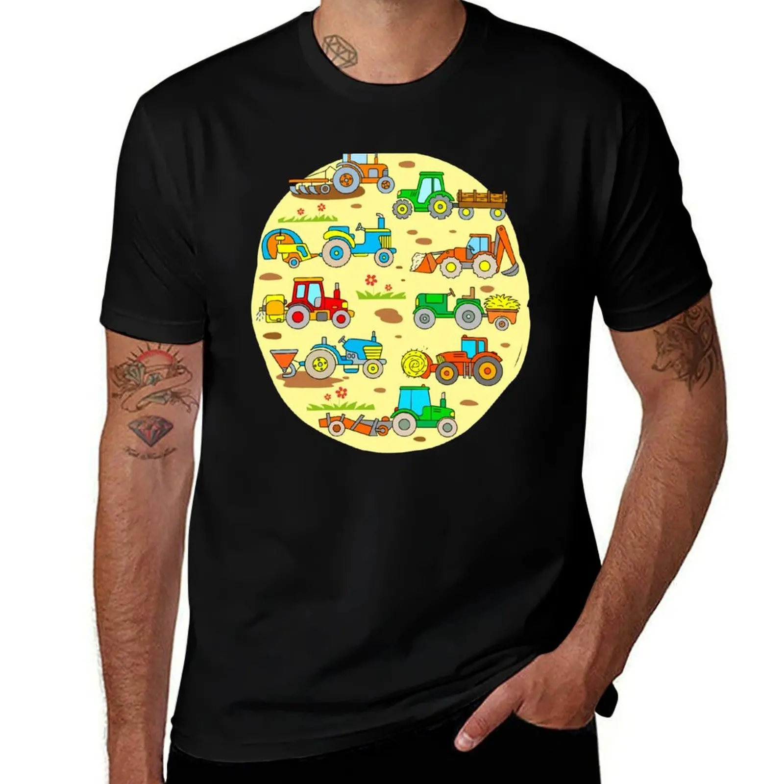 

Kids Tractors Farm Vehicles T-Shirt Thanksgiving Casual Tee