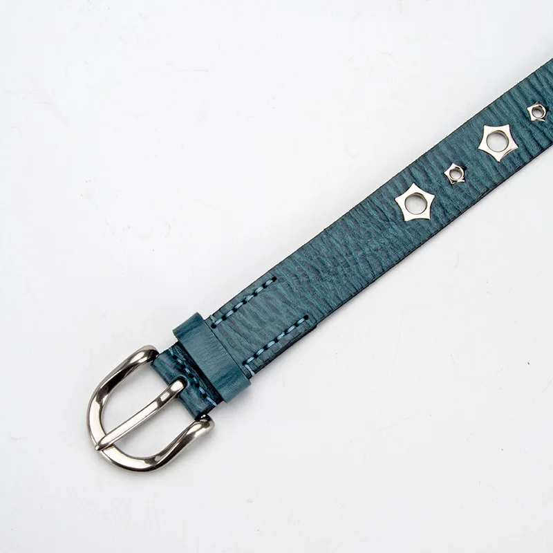 New European and American Punk Women's Belt Hip-hop Versatile Pants First Layer Cowhide Needle Buckle Star Decorative Belt