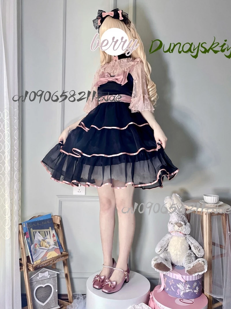 جيراي كي فستان أزرق فتاة لوليتا jsk أنيمي النساء تأثيري ازياء عالية الجودة kawaii فستان الأميرة هالوين تأثيري اليومي