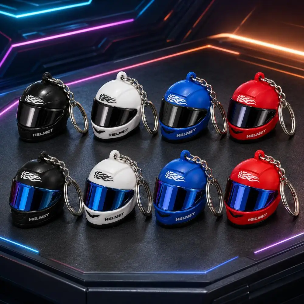 Mini Motorcycle Helmet Keychain With LED Light, Flip Open Luminous Helmet Pendant, Creative Bag Charm Gift for Motorcyclist