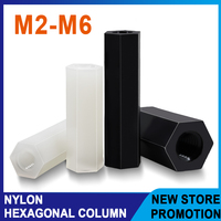 Female Hex Nylon Standoff Metric Thread Hexagonal Spacers Spacing Screw M2 M2.5 M3 M4 M5 M6 Black White Motherboard Rack Column