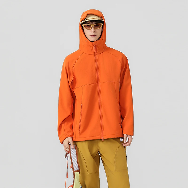 2026 Unisex Outdoor Softshell Hooded Jacket Climbing Travel Wear Breathable Waterproof Ultra-light Windproof Stain Windbreaker