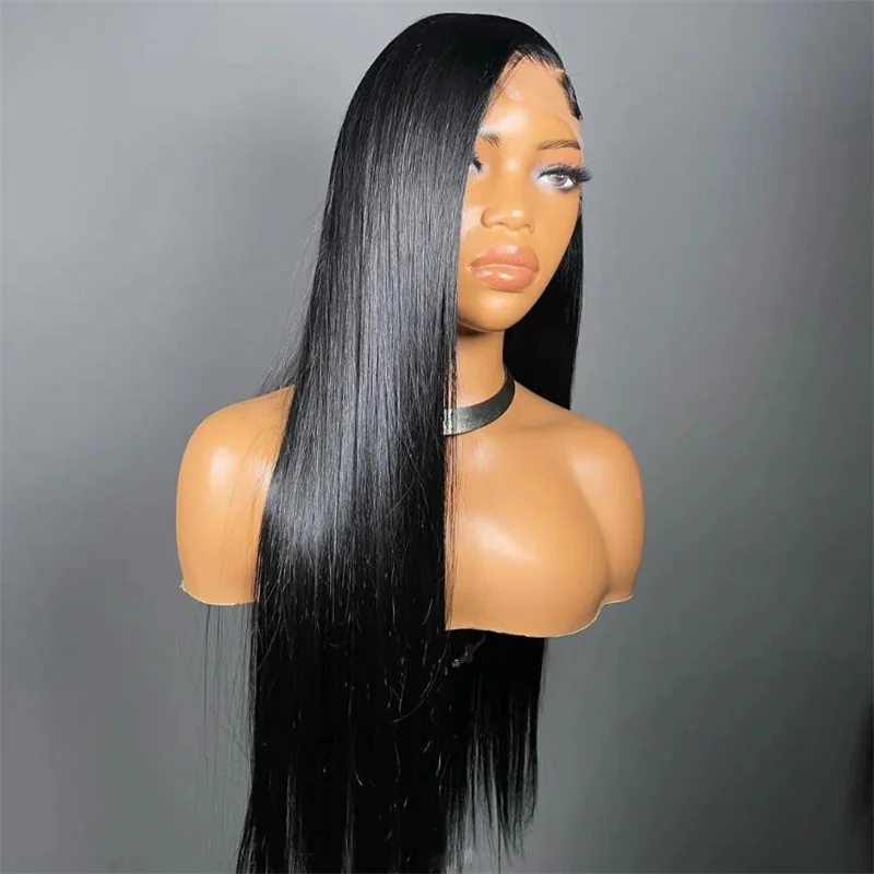 

Preplucked Black 180Density 26Inch Straight Soft Lace Front Wig For Women Baby Hair Long Heat Resistant Daily Wear Glueless