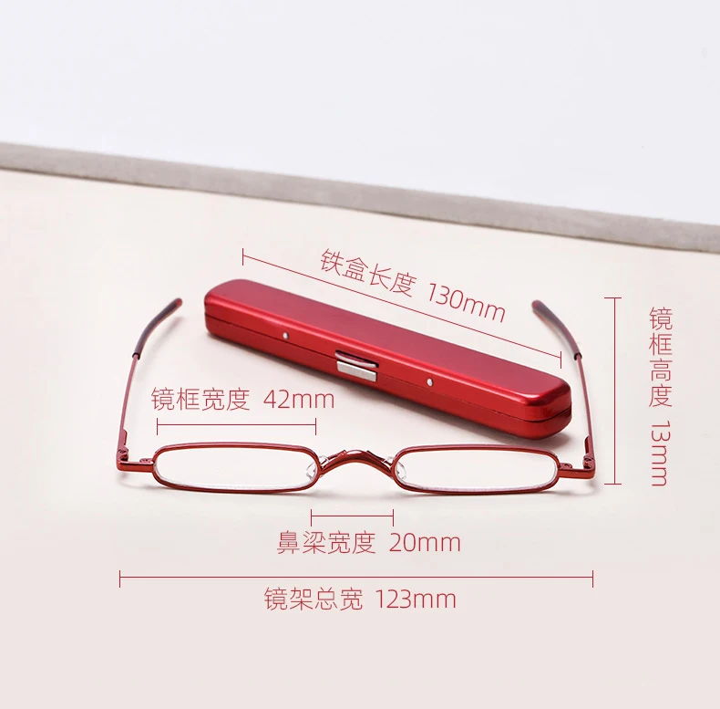 With Box Mini Portable Metal Reading Glasses Womern Men Eyeglasses Eye Care Reader Metal Frame Eyeglasses +125 To +375