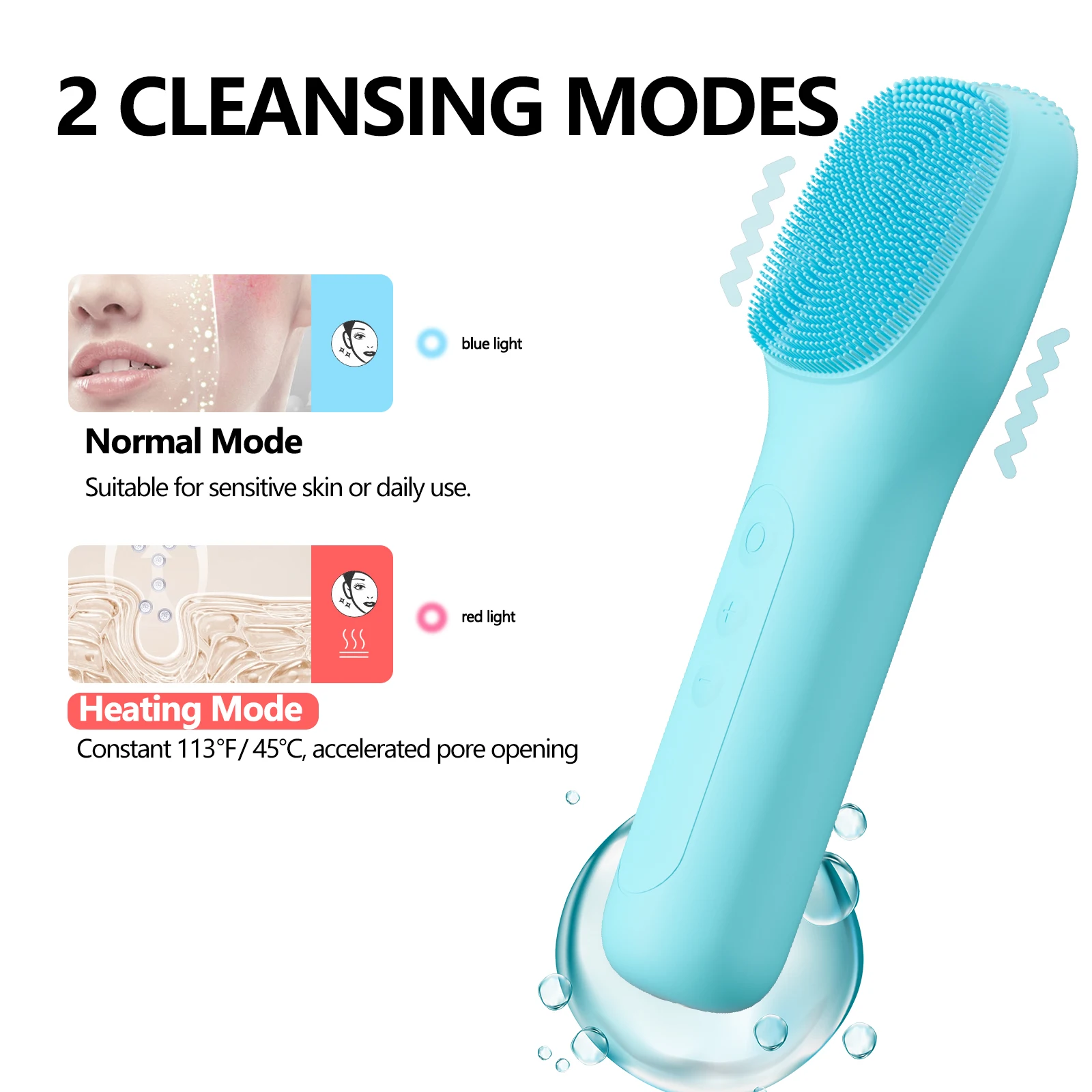 Portable Waterproof Silicone Sonic Wash Facial Massage Brushes Electric Facial Cleansing Brush Beauty Device