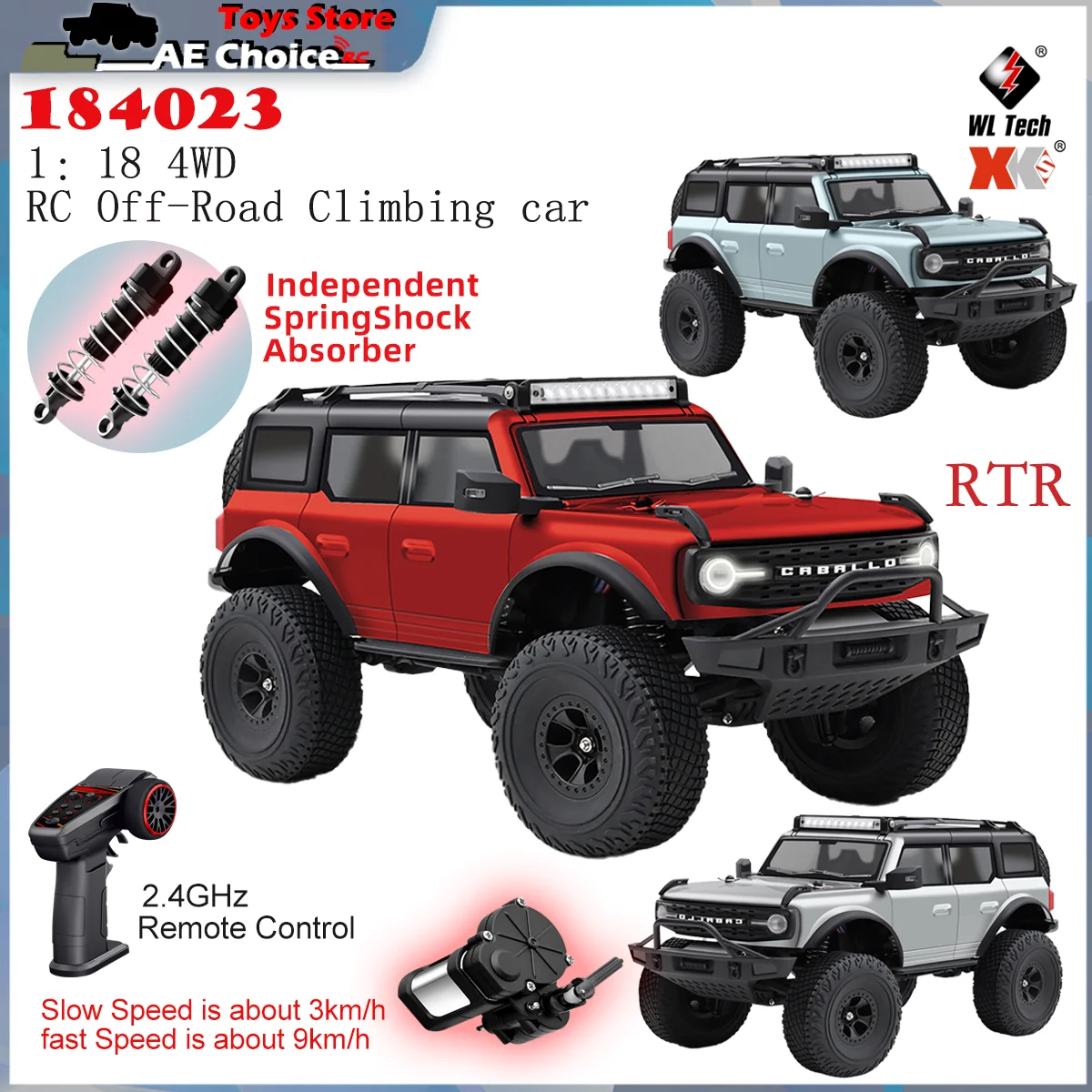 

Радиоуправляемая машинка WLtoys 184023 1:18 2.4G с LED-подсветкой, 4WD, RTR, с переключением скоростей (низкая и высокая), внедорожник-скалолаз, игрушка для мальчиков, подарок