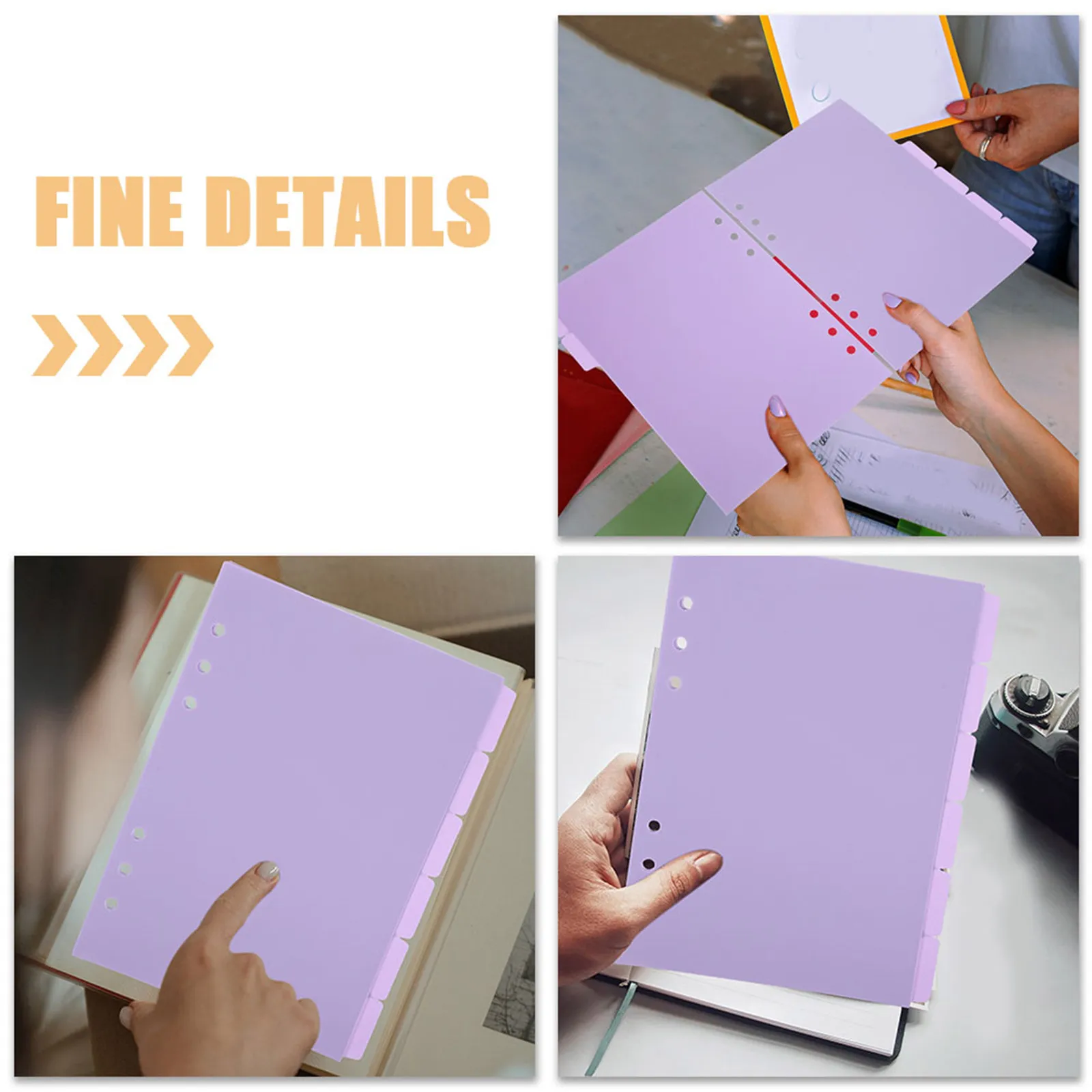 12Pcs Easy Manage Binder Organizer Page Tabs PP Notebook Index Dividers Replacement Notepad Dividers for Students Office School