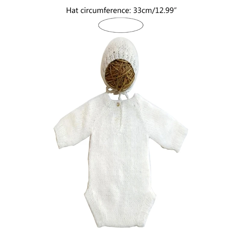 Newborn Romper  Infant Outfit with Matching Hat Lace Bodysuit Baby  Thirty Days Photography Clothing Set