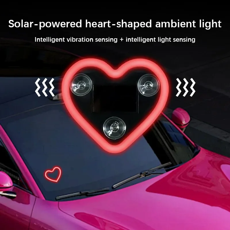 Car solar heart-shaped LED atmosphere light Universal Solar Car Window Decoration Neon Light For Suzuki SX4 Liana Grand Swift view 3