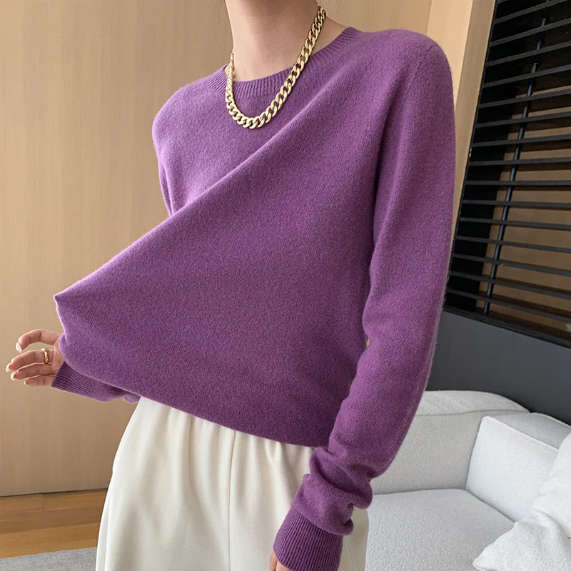 2024 High Quality Autumn Women Loose Style Wool Sweater Thin Basic Pullovers Fleece Clothes Tops For Women Sweater Pull Femme