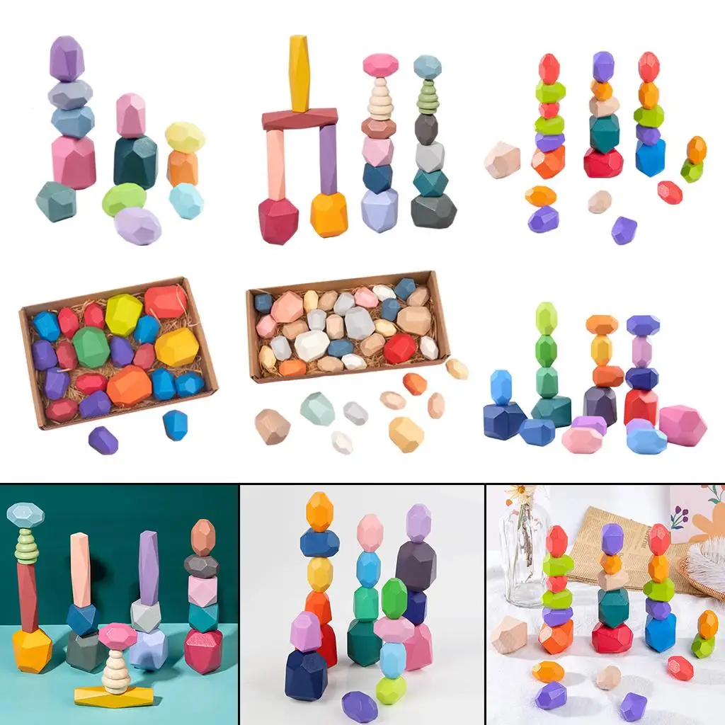 

Красочный набор деревянных блоков, набор блочных блоков, строительные блоки, балансировочная игрушка