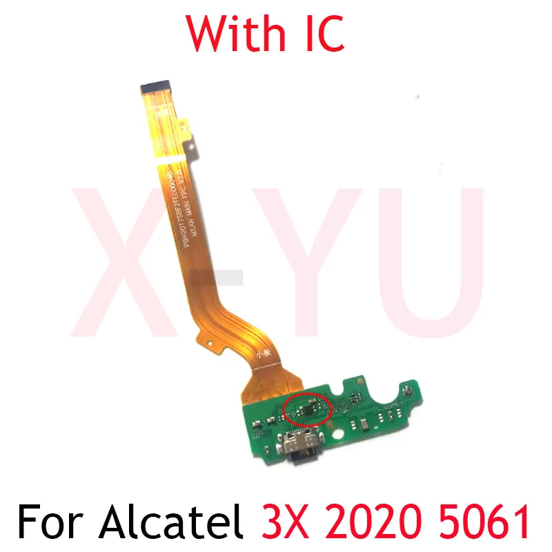 Alcatel 3X 2020 5061 5061U 5061K USB 도크 충전 포트 플러그 충전기 플렉스 케이블, 마이크 마이크 보드 포함