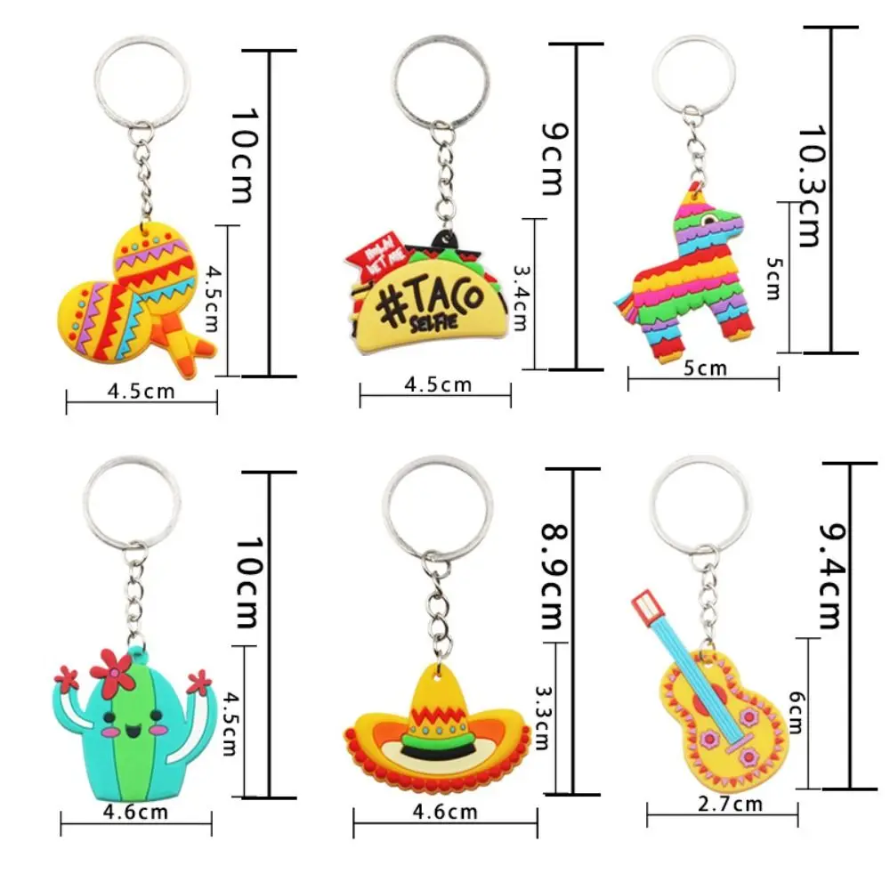 6 шт./компл. милые ПВХ мексиканские Keychians кактус хот-дог мультяшный кулон динозавр фиеста гамбургеры Keychians товары Вечерние