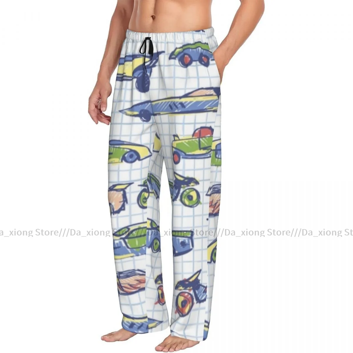 Cute Car School Collection Cartoon Cars Mens Pajamas Pyjamas Pants Lounge Pants Sleep Bottoms