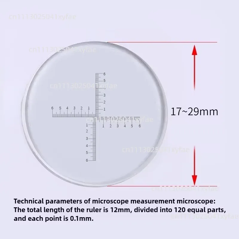 Cross Scale Reticle Microscope Eyepiece Cross Band Scale Micrometer XY Axis 0.1mm Graticule Circle Calibration Slide for 17-31mm