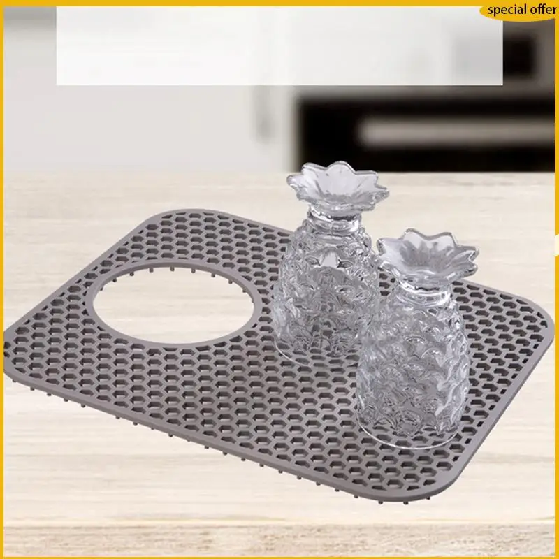 A50I Silikon-Spülbeckenmatte, 4er-Pack Spülbecken-Schutz für Küchenspüle mit hinterem Abfluss, zusammenklappbare, rutschfeste, hitzebeständige Spülbeckenmatte