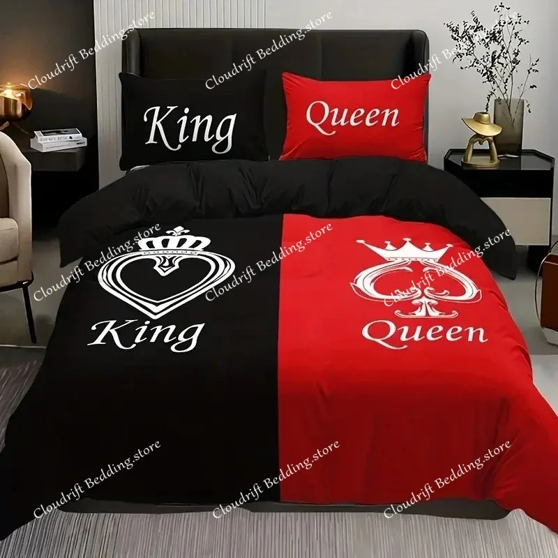 king-queen-duvet-cover-black-and-red-crown-design-comforter-cover-soft-aesthetic-elegant-modern-bedding-set-with