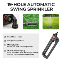 19 Hole Automatic Swing Sprinkler 4 Modes Water Sprayer Gardening Tool for Garden Yard Lawn Watering Straight Rotating Sprinkler