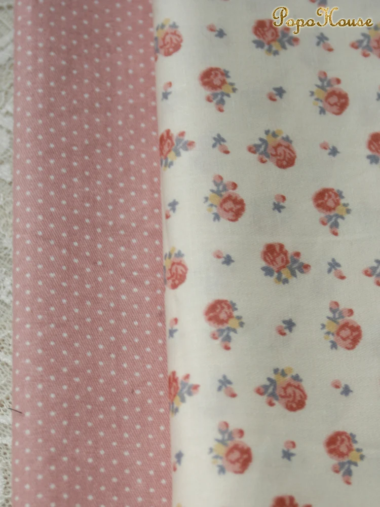 160x50cm Gentle Cream Small Rose Floral Twill Cotton Cloth Dress Clothing Fabric Handmade Diy