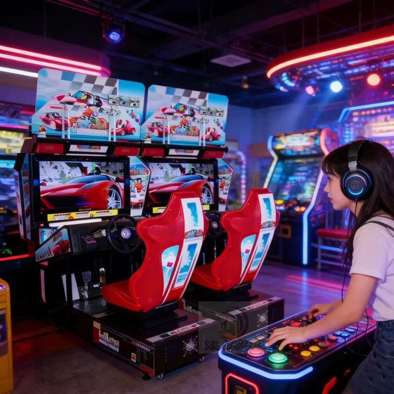 32 Inch Screen, Coin Operated Driving Arcade Machine, Outrun Video Game, Motor Racing Simulator