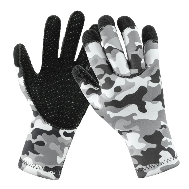 

Camouflage 3mm swimming diving gloves non-slip and wear-resistant fingertips scratch-resistant fishing warm and cold-proof
