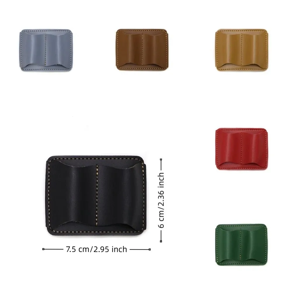 Picture 7: Double Vintage Leather Pen Loop Holder Metal Clip Elegant Retro Pen Holder Dual Pen Slots Anti-lost Leather Pen Clip Stationery
