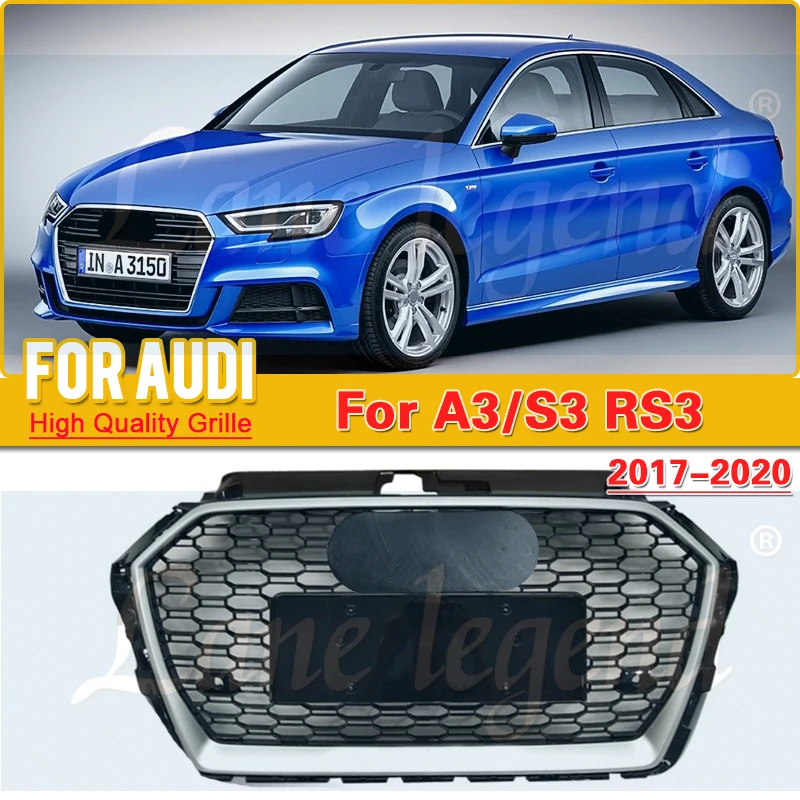 

paint-proof front grille for Audi A3 center honeycomb mesh high quality bumper grill 2017-2020 Car Styling Accessories