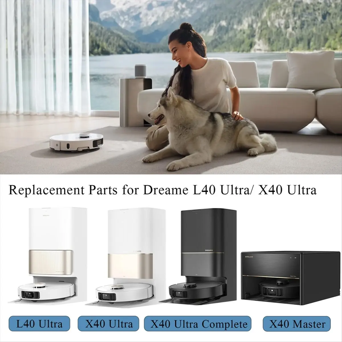 

Аксессуары ABBR для Dreame X40 Ultra/L40 Ultra/X40 Ultra Complete, сменный комплект, фильтры для основной щетки, боковые щетки, мешки для пыли