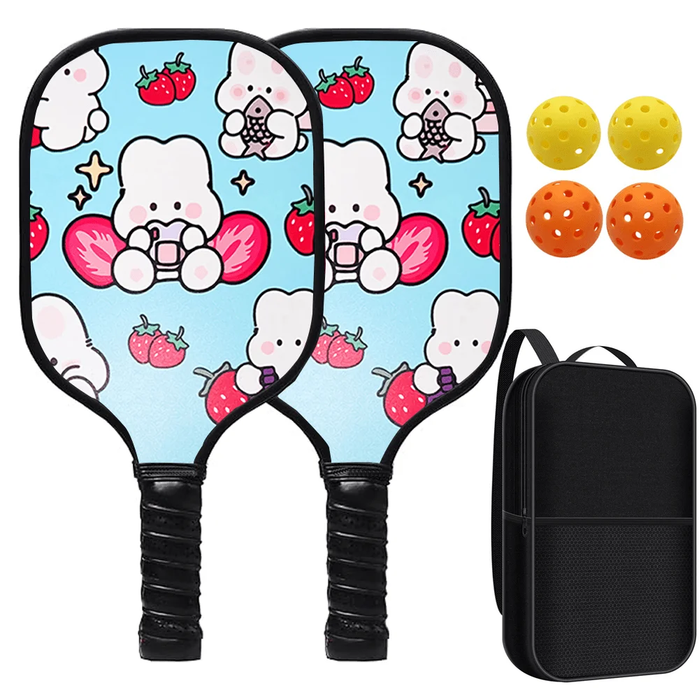 

Набор из 2 ракеток для пиклбола с 4 мячами и сумкой, стекловолоконные ракетки с сотовой сердцевиной, противоскользящая рукоятка, для занятий спортом на открытом воздухе