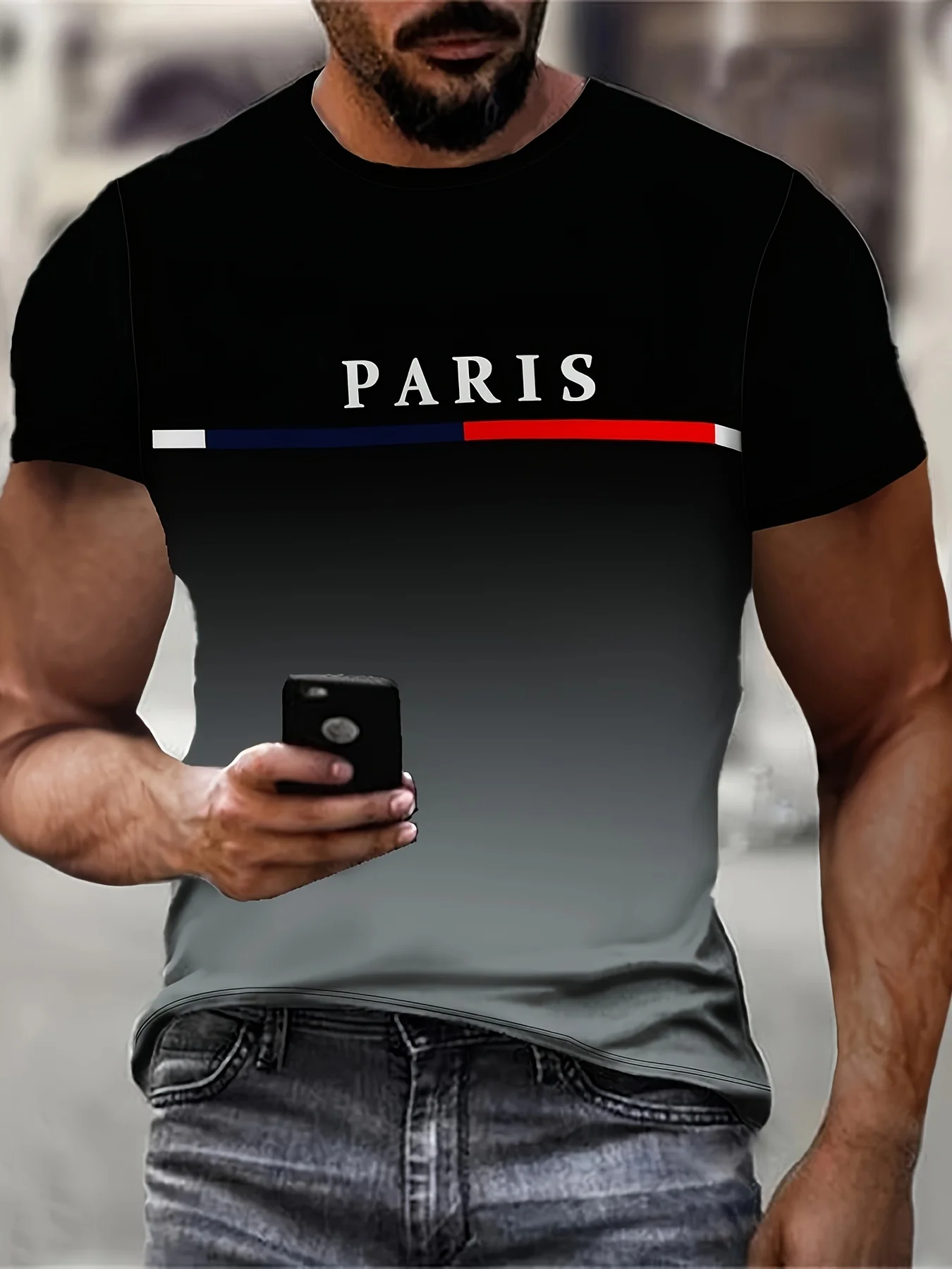 

Мужская новая летняя модная повседневная удобная дышащая футболка с круглым вырезом и 3D принтом, разноцветная градиентная верхняя одежда