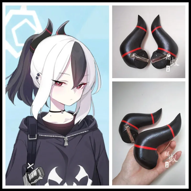 

Синий архив Onikata Kayoko, головные уборы с рогами для косплея, зажим для головы, реквизит для косплея, аксессуары