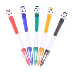 5Pcs 1.0mm Creative Pen Clip Rotating Football Ballpoint Pens Writes Smoothly Cartoon Stationery Rewards Gift Pen For Students