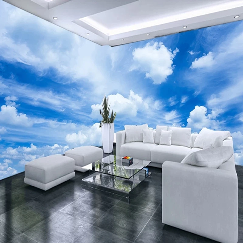 papel-de-parede-classico-personalizado-ceu-azul-nuvens-brancas-restaurante-moderno-simples-mural-3d-sala-de-estar-sofa-tv-fundo-quarto