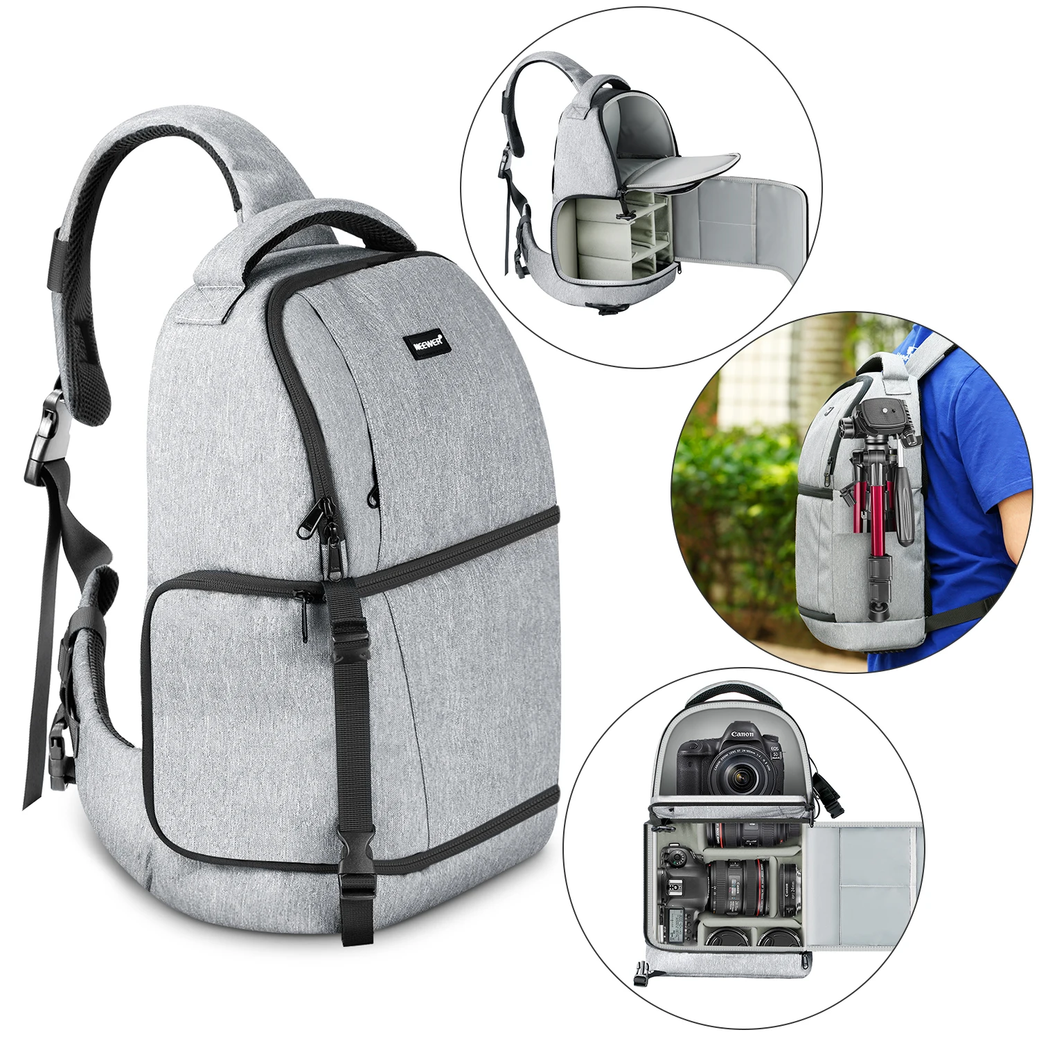 NEEWER Sling Camera Bag - Camera Case Backpack with Padded Dividers for Nikon Canon Sony Pentax Olympus DSLR & Lens, Tripods etc